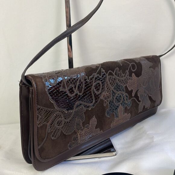 Carlos Falchi Snake And Leather Rect Vintage Bag - Picture 2 of 6